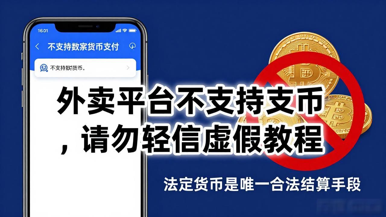 外卖平台不支持数字货币支付，请勿轻信虚假教程